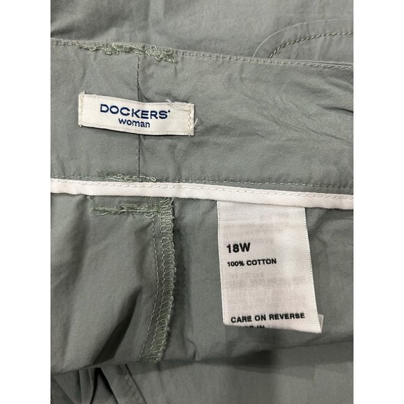 Dockers Womens Khaki Green Cotton Skirt With Buttoned Back Pockets Sz 18 - Picture 5 of 10